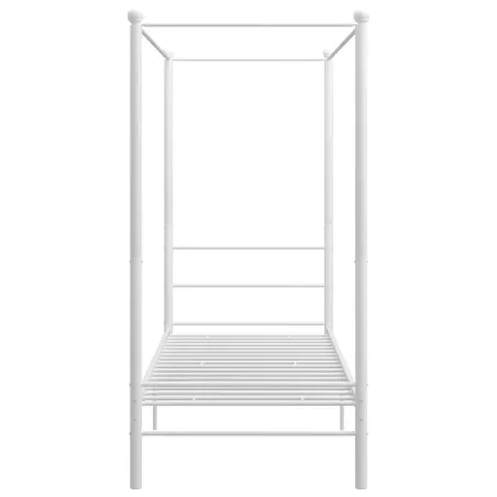 Cadre de lit à baldaquin sans matelas blanc métal 100x200 cm