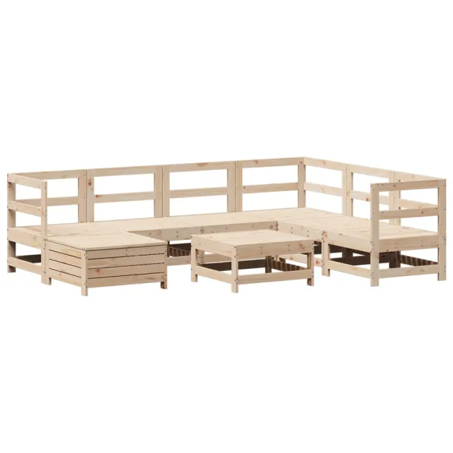Salon de jardin 8 pcs bois de pin massif