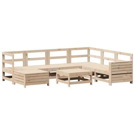 Salon de jardin 8 pcs bois de pin massif