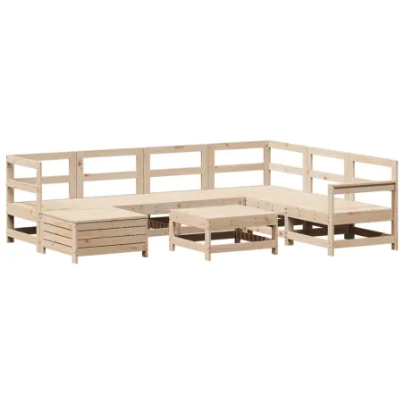 Salon de jardin 8 pcs bois de pin massif