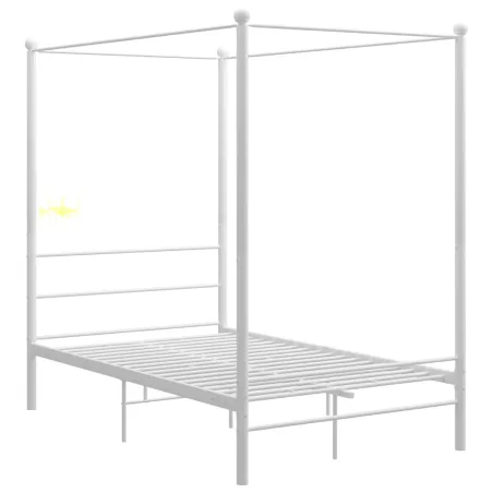 Cadre de lit à baldaquin sans matelas blanc métal 120x200 cm