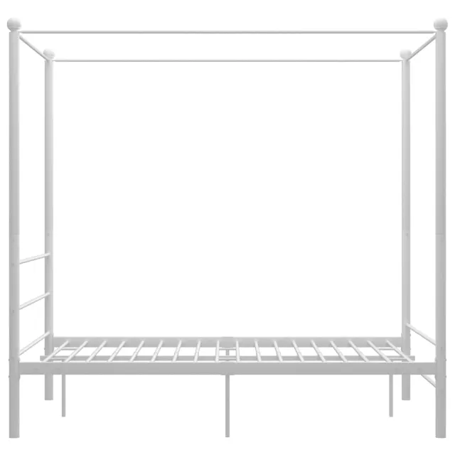 Cadre de lit à baldaquin sans matelas blanc métal 120x200 cm