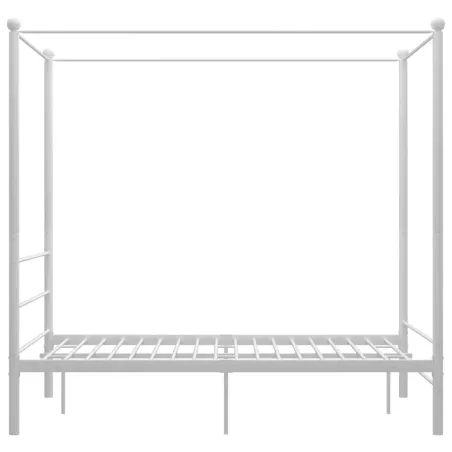 Cadre de lit à baldaquin sans matelas blanc métal 120x200 cm