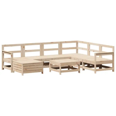 Salon de jardin 8 pcs bois de pin massif