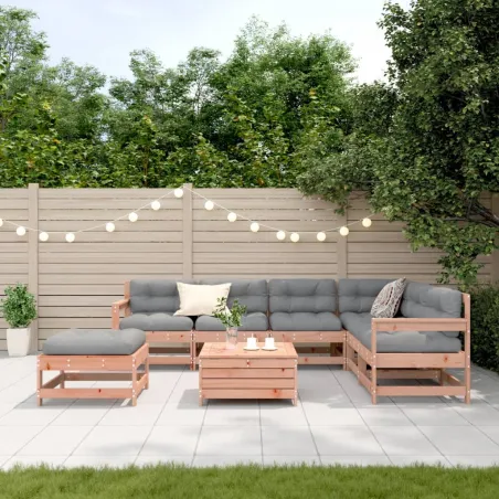 Salon de jardin 8 pcs avec coussins bois massif douglas