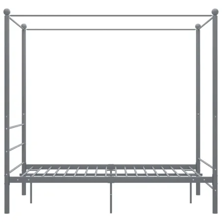 Cadre de lit à baldaquin sans matelas gris métal 120x200 cm