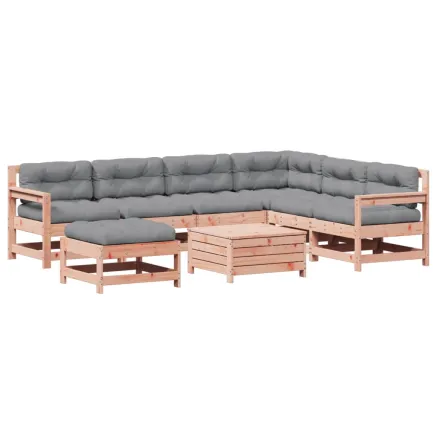 Salon de jardin 8 pcs avec coussins bois massif douglas 2