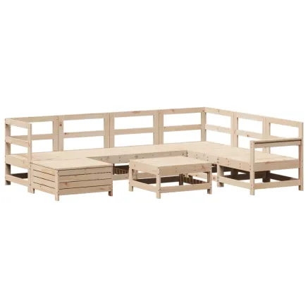 Salon de jardin 8 pcs bois de pin massif 2