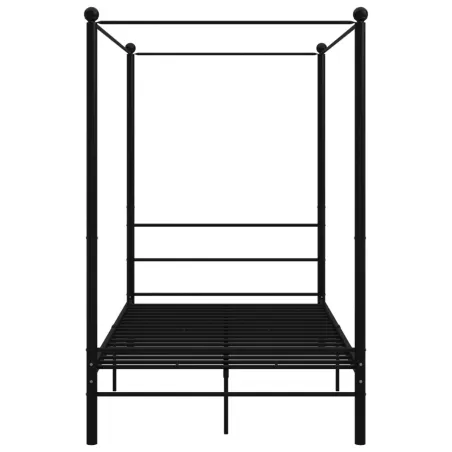 Cadre de lit à baldaquin sans matelas noir 140x200 cm métal