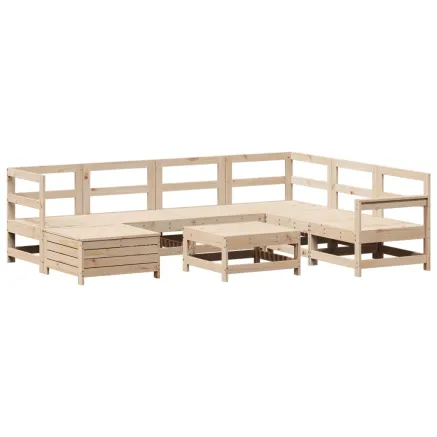 Salon de jardin 8 pcs bois de pin massif 2