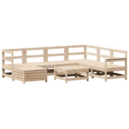 Salon de jardin 8 pcs bois de pin massif