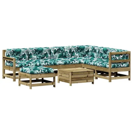 Salon de jardin 8 pcs avec coussins bois de pin imprégné 2