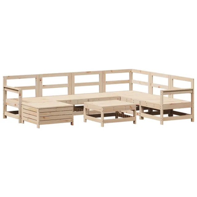Salon de jardin 8 pcs bois de pin massif