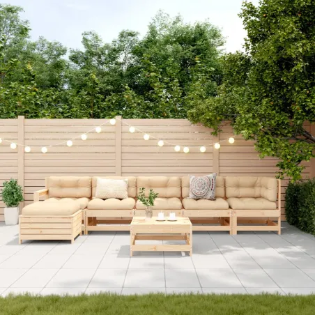 Salon de jardin 7 pcs Bois de pin massif