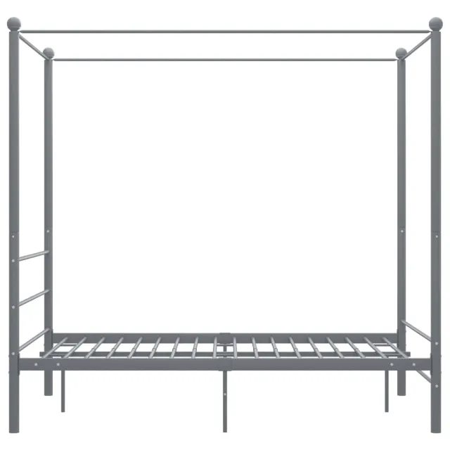 Cadre de lit à baldaquin sans matelas gris métal 140x200 cm