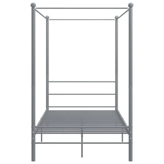 Cadre de lit à baldaquin sans matelas gris métal 140x200 cm