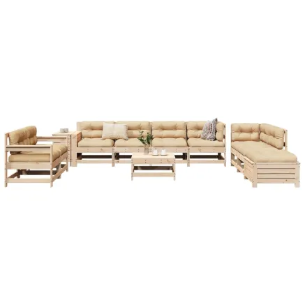 Salon de jardin 11 pcs bois de pin massif