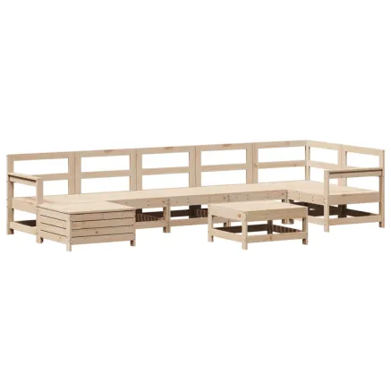Salon de jardin 8 pcs bois de pin massif 2