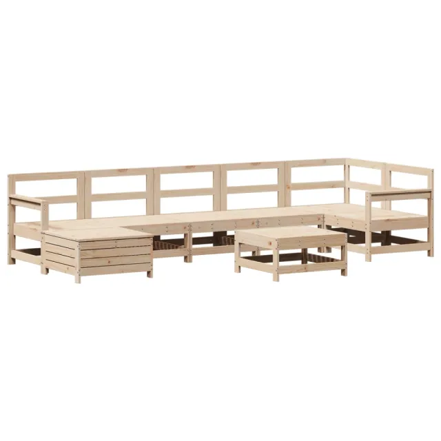 Salon de jardin 8 pcs bois de pin massif