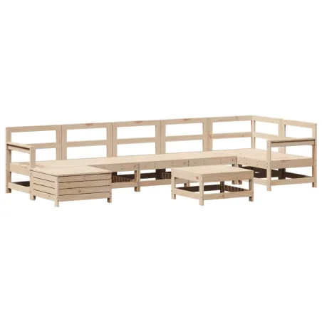 Salon de jardin 8 pcs bois de pin massif