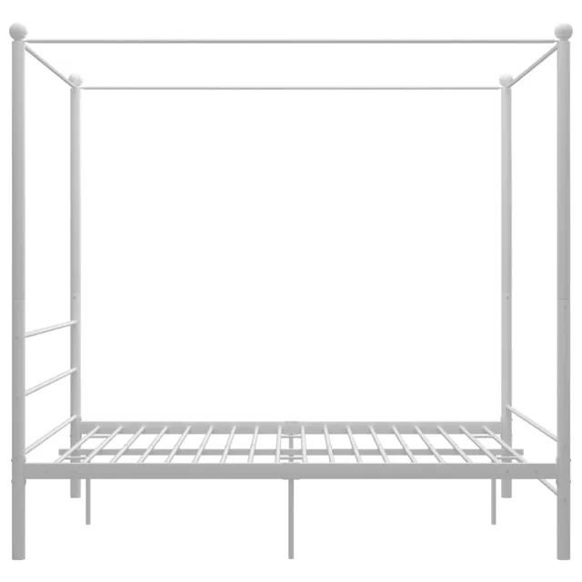 Cadre de lit à baldaquin sans matelas blanc 160x200 cm métal