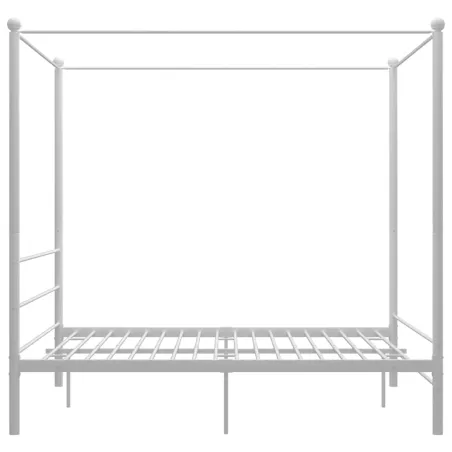 Cadre de lit à baldaquin sans matelas blanc 160x200 cm métal