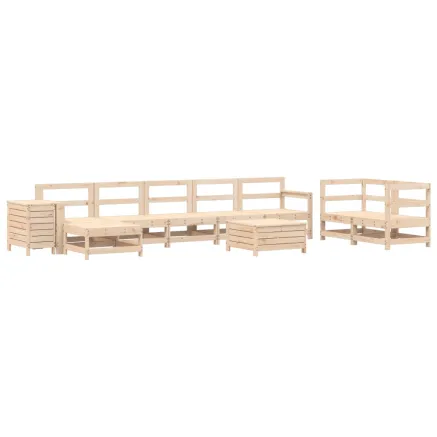 Salon de jardin 10 pcs bois de pin massif 2
