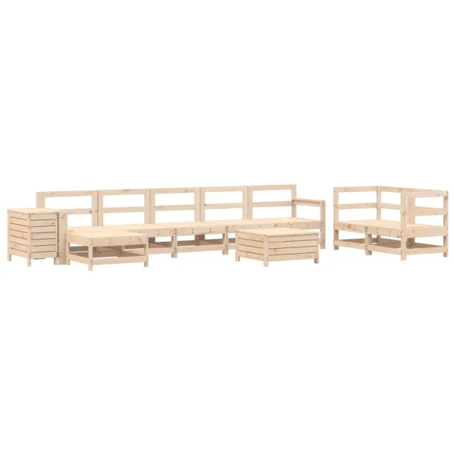 Salon de jardin 10 pcs bois de pin massif
