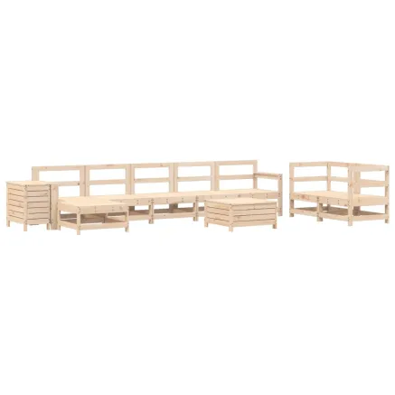 Salon de jardin 10 pcs bois de pin massif 2