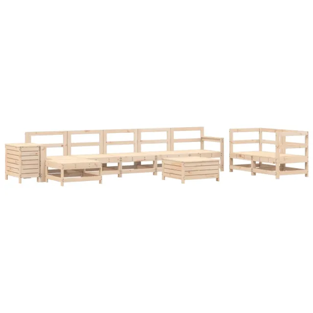 Salon de jardin 10 pcs bois de pin massif