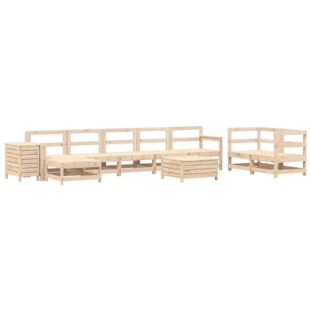 Salon de jardin 10 pcs bois de pin massif