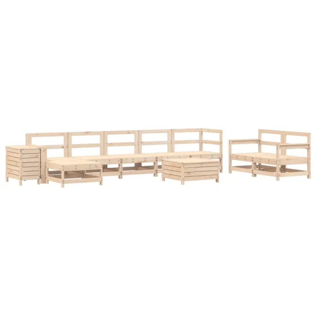 Salon de jardin 10 pcs bois de pin massif