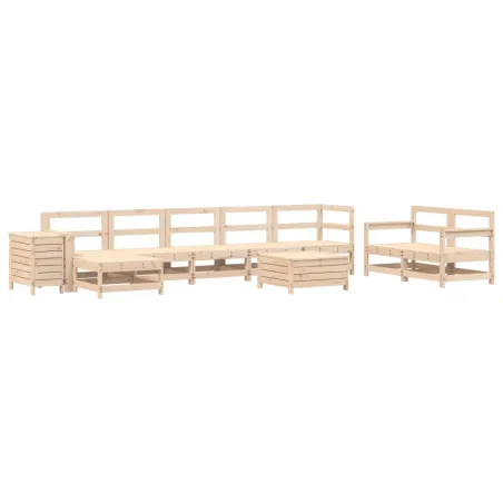 Salon de jardin 10 pcs bois de pin massif