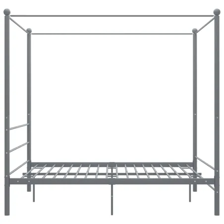 Cadre de lit à baldaquin sans matelas gris métal 160x200 cm