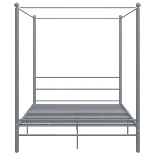 Cadre de lit à baldaquin sans matelas gris métal 160x200 cm