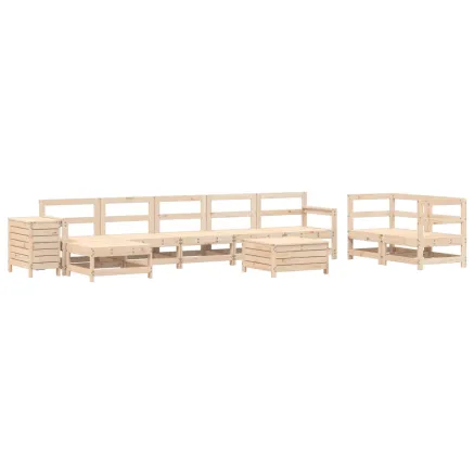 Salon de jardin 10 pcs bois de pin massif 2