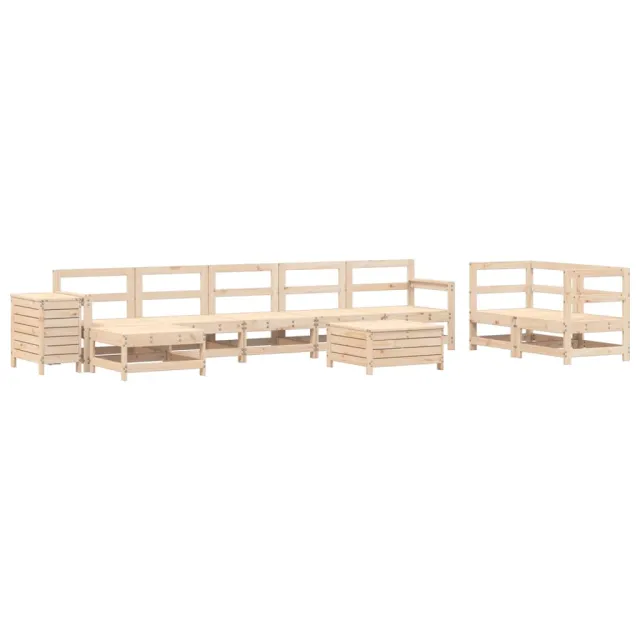 Salon de jardin 10 pcs bois de pin massif
