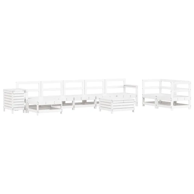 Salon de jardin 10 pcs blanc bois de pin massif