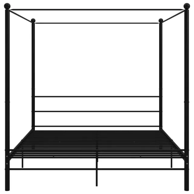 Cadre de lit à baldaquin sans matelas noir métal 180x200 cm
