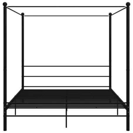 Cadre de lit à baldaquin sans matelas noir métal 180x200 cm