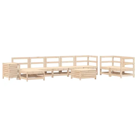 Salon de jardin 10 pcs bois de pin massif 2