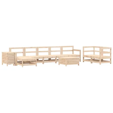 Salon de jardin 10 pcs bois de pin massif 2