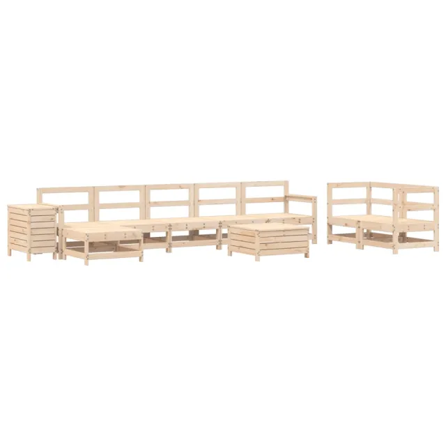 Salon de jardin 10 pcs bois de pin massif