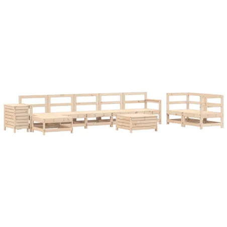 Salon de jardin 10 pcs bois de pin massif