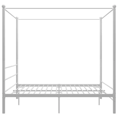 Cadre de lit à baldaquin sans matelas blanc métal 180x200 cm