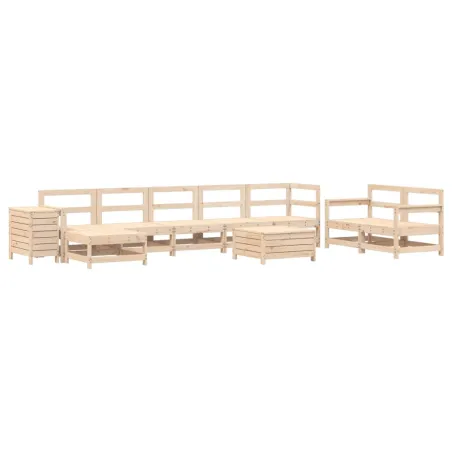 Salon de jardin 10 pcs bois de pin massif