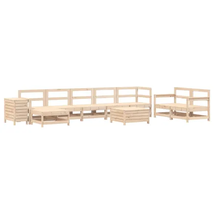 Salon de jardin 10 pcs bois de pin massif 2