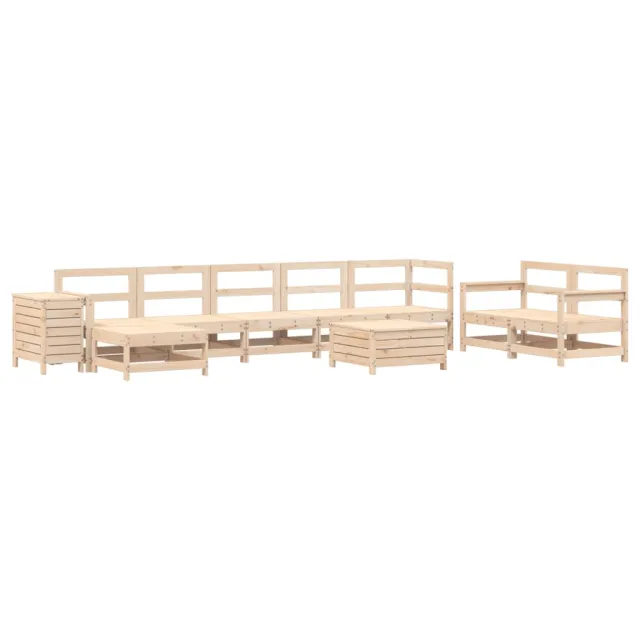 Salon de jardin 10 pcs bois de pin massif