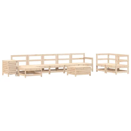 Salon de jardin 10 pcs bois de pin massif 2