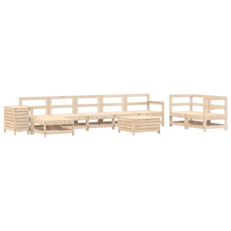 Salon de jardin 10 pcs bois de pin massif